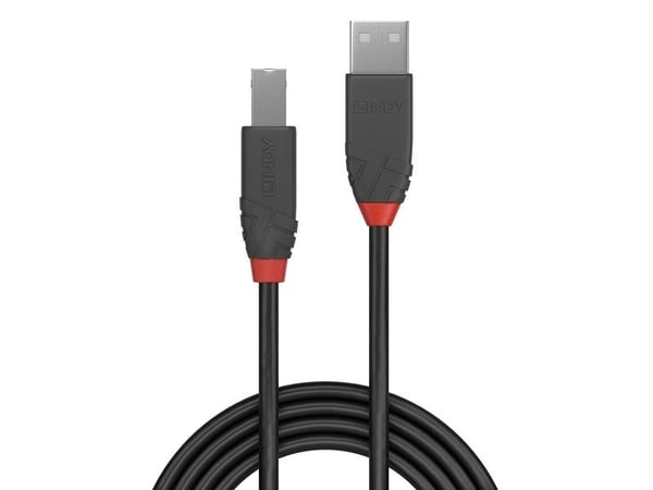 Lindy 36673, 2 m, USB A, USB B, USB 2.0, 0,48 Gbit/sek, Sortera