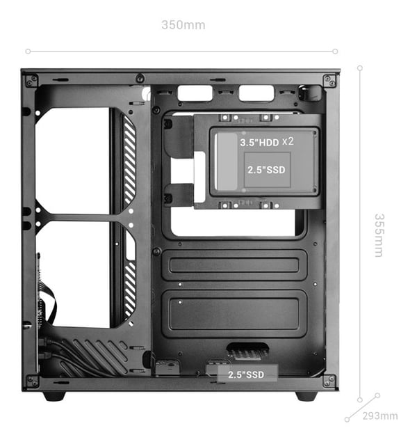 Mars Gaming MC-INFINIOLITE kabinett for ATX, micro ATX og Mini-ITX, herdet glass, svart
