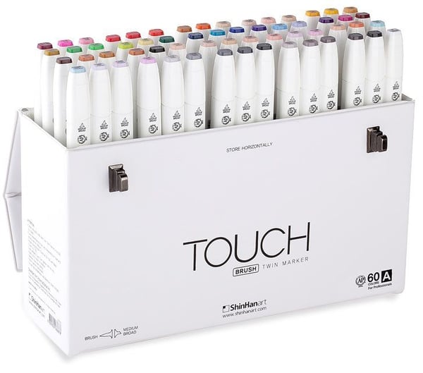 Touch Brush Marker 60kpl lahjapakkauksessa, sivellin + keskisärmäinen kärki