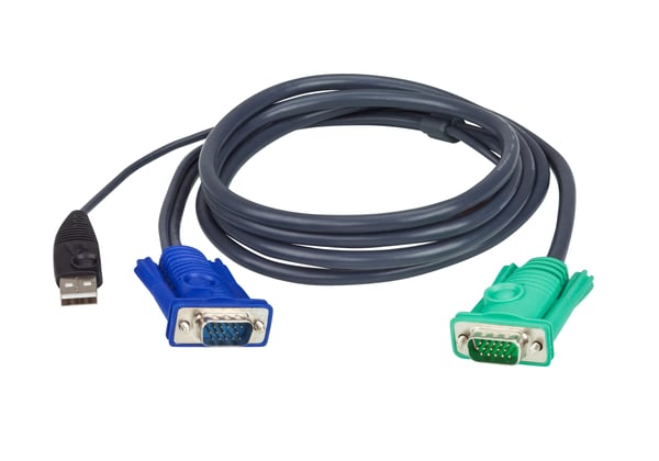 ATEN Micro-Lite 2L-5205U - Tangentbords-/video-/muskabel - USB, HD-15 (VGA) (hane) till 15 pin D-Sub (DB-15) (hona) - för KVM on the NET CS1708, CS...