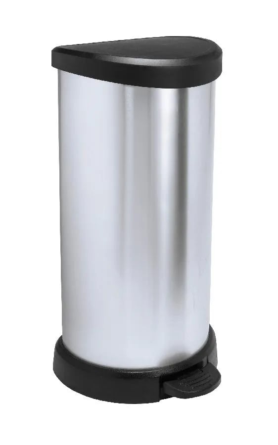 Curver - Soptunna - fliplock - 40 L - fotpedal - plast - svart, silver-metallic