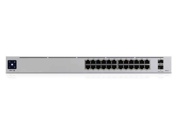 Ubiquiti UniFi Switch USW-Pro-24-POE - Switch - Administrerad - 24 x 10/100/1000 (16 PoE+, 8 PoE++) + 2 x 10 Gigabit SFP+ (upplänk) - skrivbordsmod...