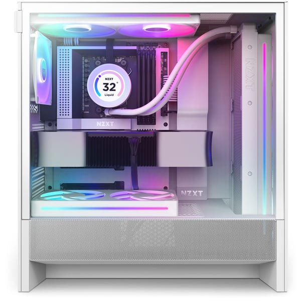 NZXT H5 Flow RGB PC-kabinett E-ATX CC-H52FW-R1, hvit, glassvindu