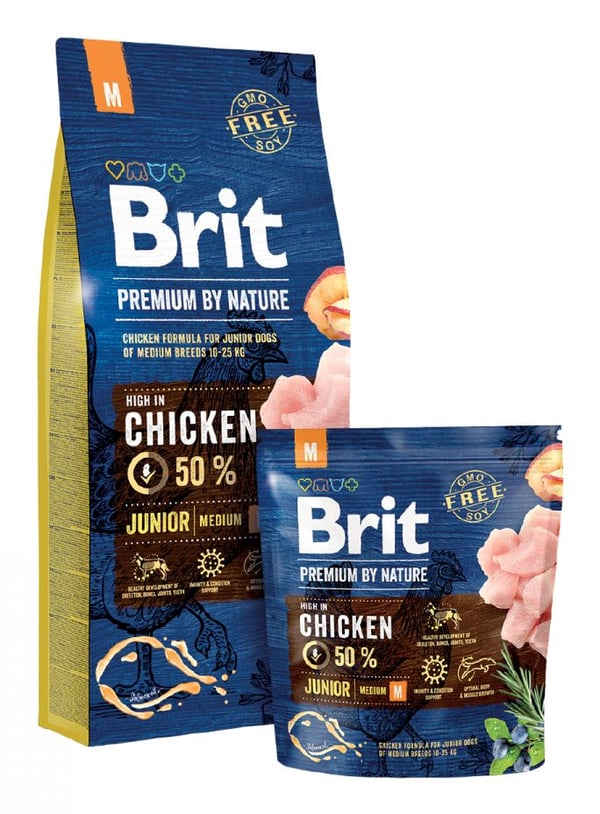 Brit Premium by Nature Junior M koiran kuivaruoka, kana 3 kg