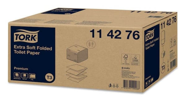 Tork Premium Extra Soft T3 - Toalettpapper - 200 g  - 252 ark - kvartsvikning - vit - för P/N: 472031, 556000, 556008