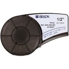 Brady B-595 - Vinyl - matt - permanent självhäftande - vitt på svart - Rulle (1,27 cm x 6,4 m) 1 rulle (rullar) film - för Brady BMP21, BMP21-LAB, ...