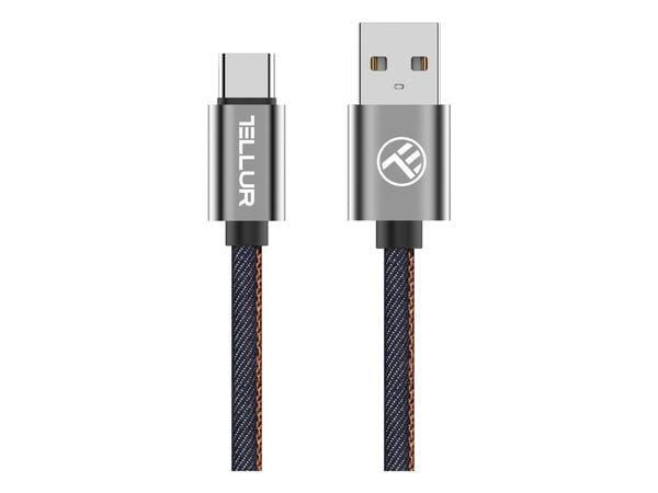 „Tellur“ duomenų kabelis, USB prie C tipo, 1 m džinsinio audinio