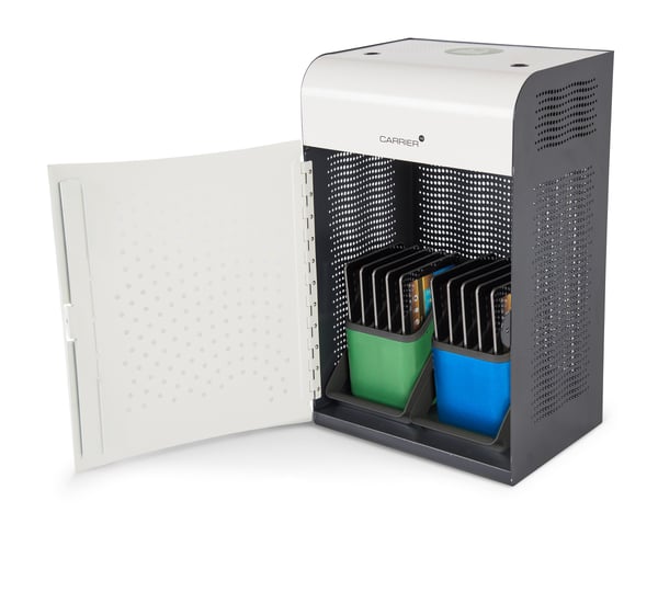 LocknCharge Carrier 10, Kabinett for håndtering av bærbare enheter, Blå, Grønn, Grå, Hvit, Bord, Vegg, Rustfritt stål, Laptop, Nettbrett, 43,2 cm (...