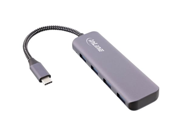 InLine 33271R, USB 3.2 Gen 1 (3.1 Gen 1) Type-C, USB 3.2 Gen 1 (3.1 Gen 1) Type-A, Grå, Rund kabel, 0,175 m, USB