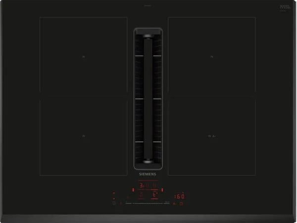 Siemens iQ500 ED751HQ26E - Induktiokeittotaso - 4 levyä - Niche - leveys: 56 cm - syvyys: 49 cm - B-luokka - viistetty - musta, jossa on downdraft-...