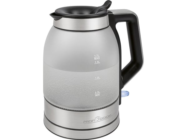 ProfiCook PC-WK 1215 G, 1,7 L, 2200 W, Transparent, Glass, Rustfritt stål, Vannmåler