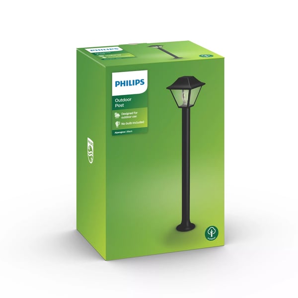 Philips myGarden Alpenglow stolplampa 60 W E27 ljuskälla medföljer inte, Utomhus pelar-/stolpbelysning, Svart, Metall, IP44, Terass, Trädgård, I