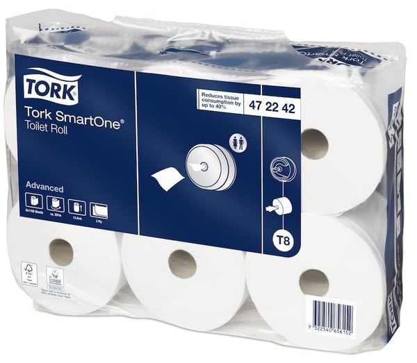 Toalettpapir Tork T8 SmartOne® 2-lags hvitt 207 m - (6 ruller per kartong)