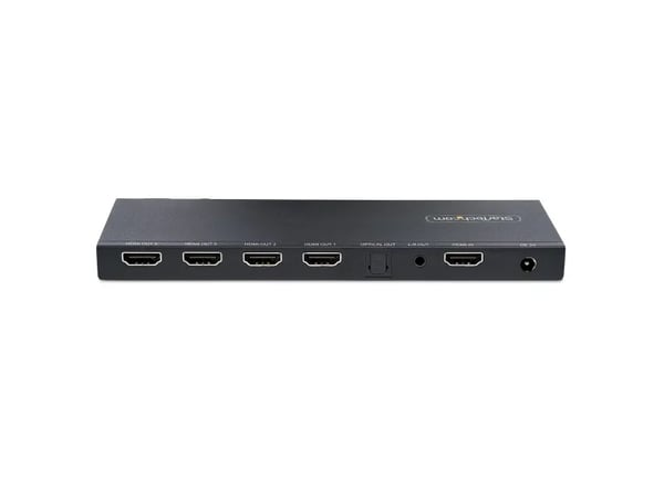 Startech 4-Port HDMI Splitter, 4K 60Hz HDMI 2.0 Video, 1 In 4 Out HDMI Splitter, 4K HDMI Splitter w/Built-in Scaler, 3.5mm/Optical Audio Port, Kest...