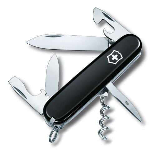 Victorinox Spartan, Taittoveitsi, Monityökaluveitsi, Clip point -terä, Ruostumaton teräs, ABS-synteettinen, Musta, Hopea
