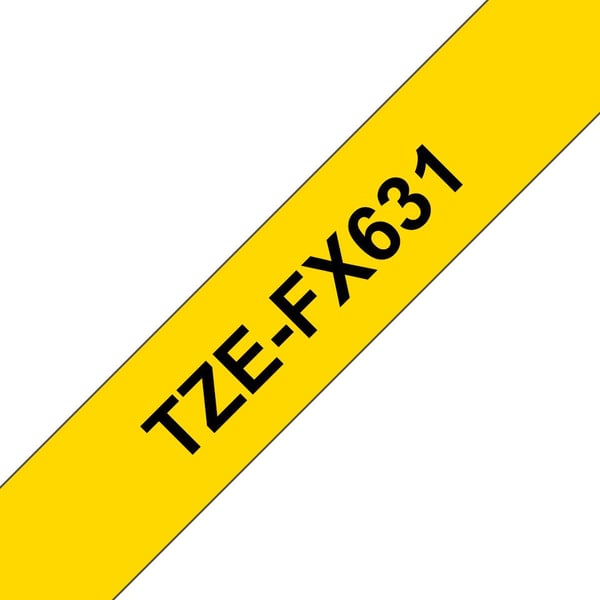Brother TZFX631 - Svart på gult - Rull (1,2 cm x 8 m) fleksibelt bånd - for Brother PT-D210, D600, H110; P-Touch PT-1005, D200, D410, D450, D460, D...