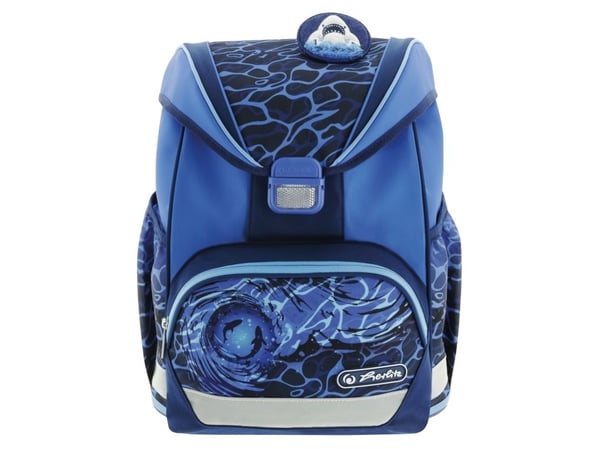 Herlitz UltraLight Plus Blue Shark, Pennal, Pencil pouch, Skolesekk, Sportsbag, Gutt, Barneskole, Ryggsekk, 16 l, Forlomme, Sidelomme