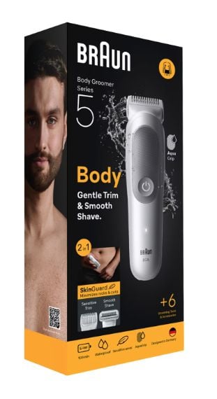 Braun Series 5 BG5550 vartalotrimmeri, 100 min käyttöaika, vedenkestävä, harmaa
