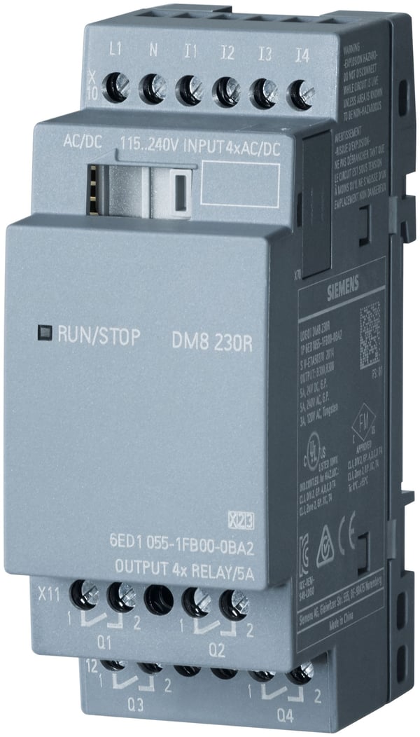 Siemens LOGO! DM8 230R 0BA2 PLC-förlängningsmodul 115 V/AC, 115 V/DC, 230 V/AC, 230 V/DC
