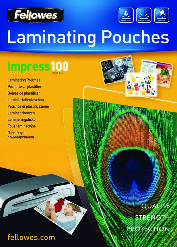 Fellowes Laminating Pouches - 100 mikroner - 100-pack - 216 x 303 mm lamineringspunger