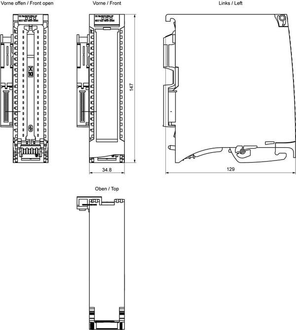 Siemens 6ES7522-1BH01-0AB0 6ES75221BH010AB0 SPS-Digitalausgabemodul, 19.2-28.8 V, CE, RoHS, REACH, 147 mm, 150 mm, 154 mm, 47 mm