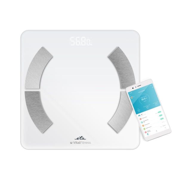 Eta ETA277990000, Sähkökäyttöinen henkilövaaka, 180 kg, 100 g, Valkoinen, kg, lb, ST, Neliö