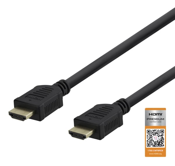 DELTACO - Premium High Speed - HDMI-kabel med Ethernet - HDMI hann til HDMI hann - 50 cm - svart - 4K 60Hz støtte, up to 18 Gbps data transfer rate...