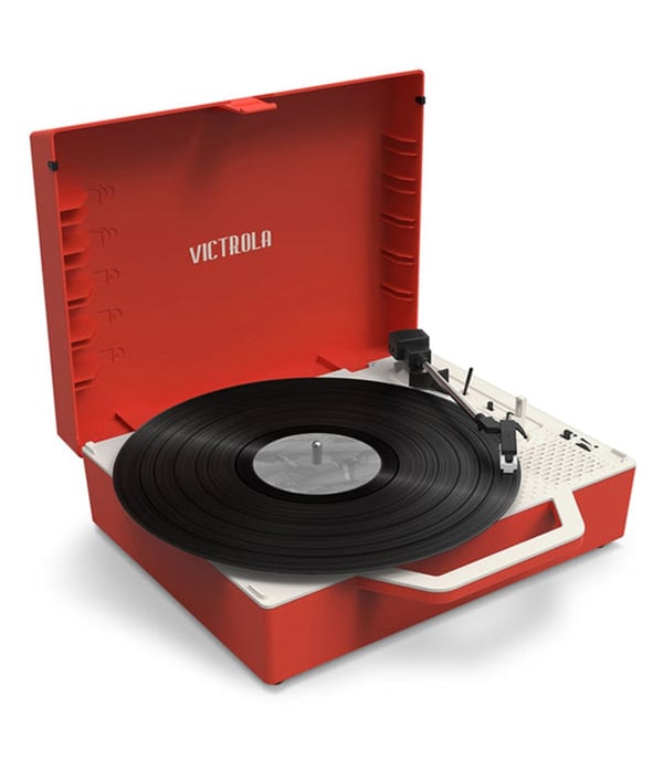 Victrola Re-Spin, Remdriven skivtallrik, Röd, 45 RPM, Rotations-, 50 dB, Rak tonarm