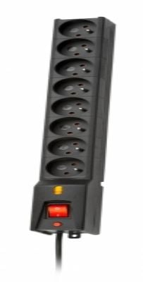 LESTAR LXA 816 - Strømfordelingslist - AC 230 V - 2300 watt - utgangskontakter: 8 - 5 m kabel - svart