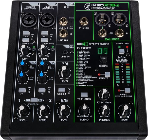 Mackie ProFX6v3 konsolimikseri Kanavien määrä:6