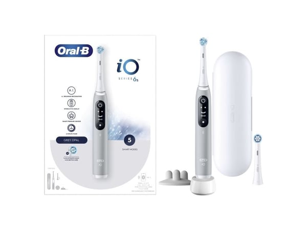 Oral-B iO Series 6 sähköhammasharja, Grey Opal + lisäharjaspää