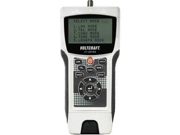 Kaapelitesteri CT-20TDR VOLTCRAFT CT-20TDR Soveltuu... Suojatut/suojaamattomat kaapelit, CAT3, CAT4, CAT5, CAT5E, CAT6, koaksiaalikaapelit