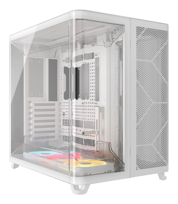 CORSAIR iCUE LINK AIR 5400 LX-R RGB - Mid tower - utökad ATX - genomskinlig sidopanel (härdat glas) - ingen strömförsörjning (ATX) - vit - USB/ljud