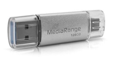 MediaRange MR938-1, 128 GB, USB Type-A / USB Type-C, 3.2 Gen 1 (3.1 Gen 1), 200 MB/s, Suojus, Hopea