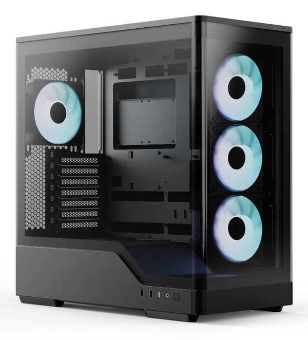 Aerocool P500A-BK, Midi Tower, PC, Svart, ATX, micro ATX, Mini-ITX, SPCC, Härdat glas, Spela
