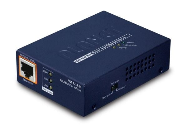 PLANET POE-171A-60, Gigabitti Ethernet, 10,100,1000 Mbit/s, IEEE 802.3, IEEE 802.3ab, IEEE 802.3af, IEEE 802.3at, IEEE 802.3bt, IEEE 802.3u, Cat3, ...