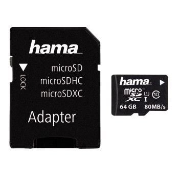 Hama - Flashminnekort (SD-adapter inkludert) - 64 GB - UHS Class 1 / Class10 - microSDXC UHS-I