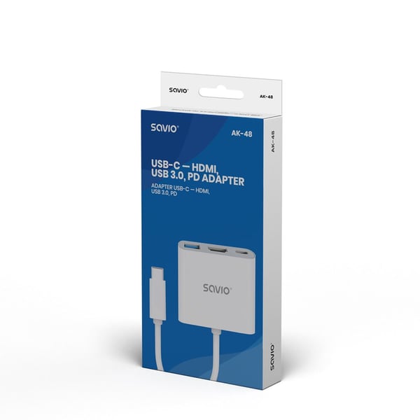 SAVIO AK-48 - Dokkingstasjon - USB-C - HDMI