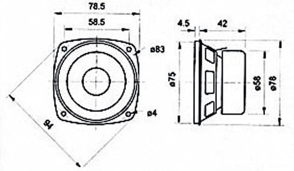 Visaton VS-F8SC/8, 1.0 kanaler, 20 W, 80–15000 Hz, 8 O, Svart