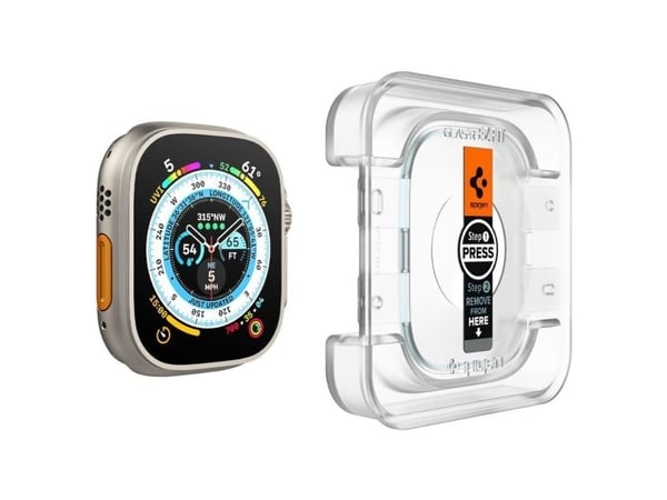 Spigen GLAS.tR EZ Fit skjermbeskytter til Apple Watch Ultra 49 mm, 2-pk