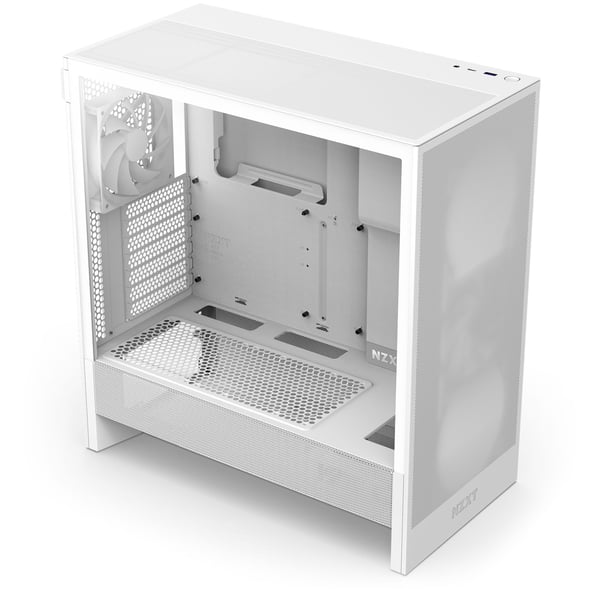 NZXT H series H5 Flow - Mid tower - utvidet ATX (E-ATX) - sidepanel med vindu (herdet glass) - ingen strømforsyning - hvit - USB/lyd