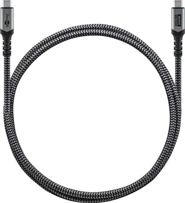 Goobay 74213, 1,8 m, USB C, USB C, 40 Gbit/s, Svart, Grå