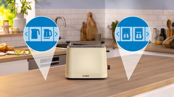 Bosch MyMoment TAT3M127 - Brødrister - 2 skive - 2 Spor - kremfarget
