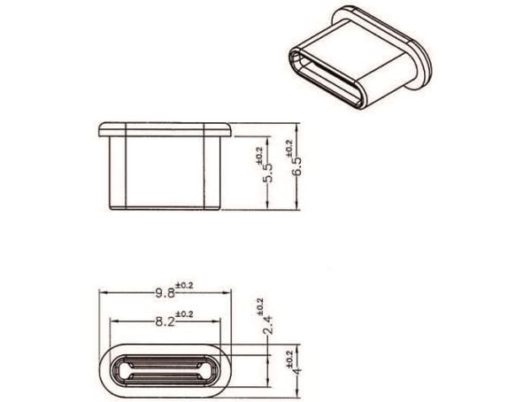 DeLOCK 64014, USB Type-C, Musta, Polyeteeni (PE), 6,5 mm, 9,8 mm, 4 mm