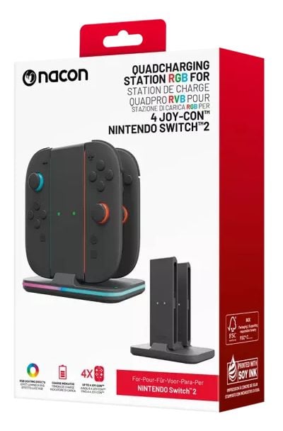 NACON NA029116, Latausjärjestelmä, Nintendo Switch 2, musta, Sininen, Vihreä, Punainen, Joy-Con