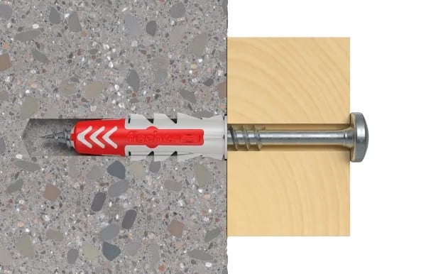 Fischer DuoPower 8 x 65, Muuriankkuri, Höyrykarkaistu kevytbetoni, Tiili, Betoni, Muuraus, Kipsilevy, Nailon, Punainen, Valkoinen, 65 mm, 8 mm