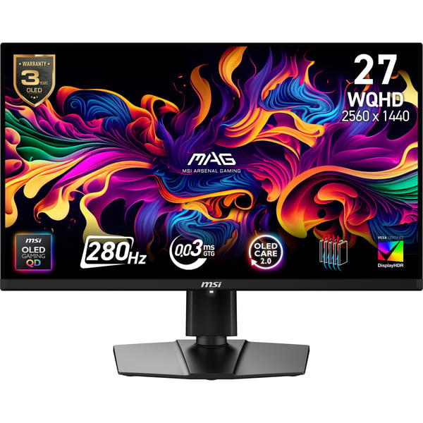 MSI MAG 271QP X28 - OLED-skjerm - gaming - 27" (26.5" synlig) - 2560 x 1440 WQHD @ 280 Hz - 1000 cd/m² - 1500000:1 - DisplayHDR 400 True Black - 0....