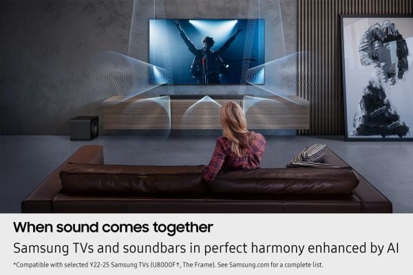 Samsung Q-series HW-QS750F, 5.1.2 kanavaa, Dolby Atmos, Dolby Digital 5.1, Dolby Digital Plus, Dolby TrueHD, Adaptiivinen, Game Pro, Vakio, Surroun...