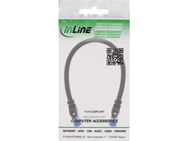 InLine 75555S, 0,5 m, Cat6a, U/FTP (STP), RJ-45, RJ-45, Svart