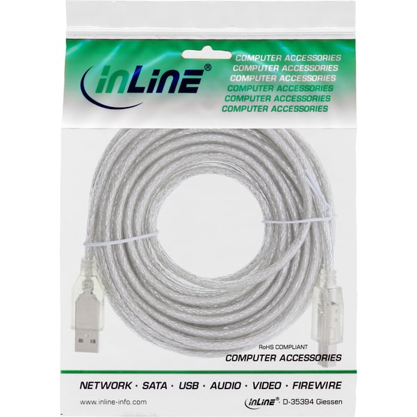 InLine 34550H, 10 m, USB A, USB B, Hane/Hane, 0,48 Gbit/s, Beige